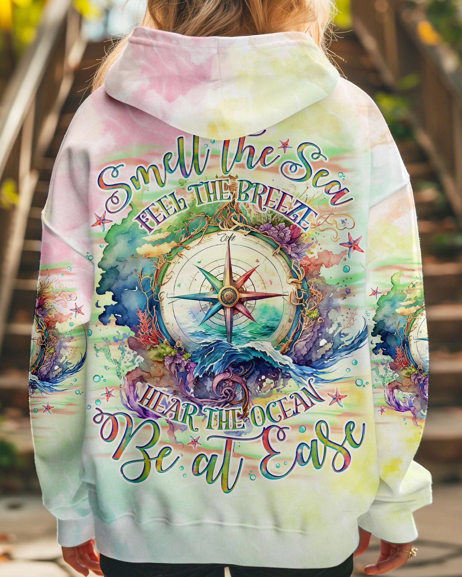 BLISSCORNERS SMELL THE SEA FEEL THE BREEZE COMPASS ALL OVER PRINT