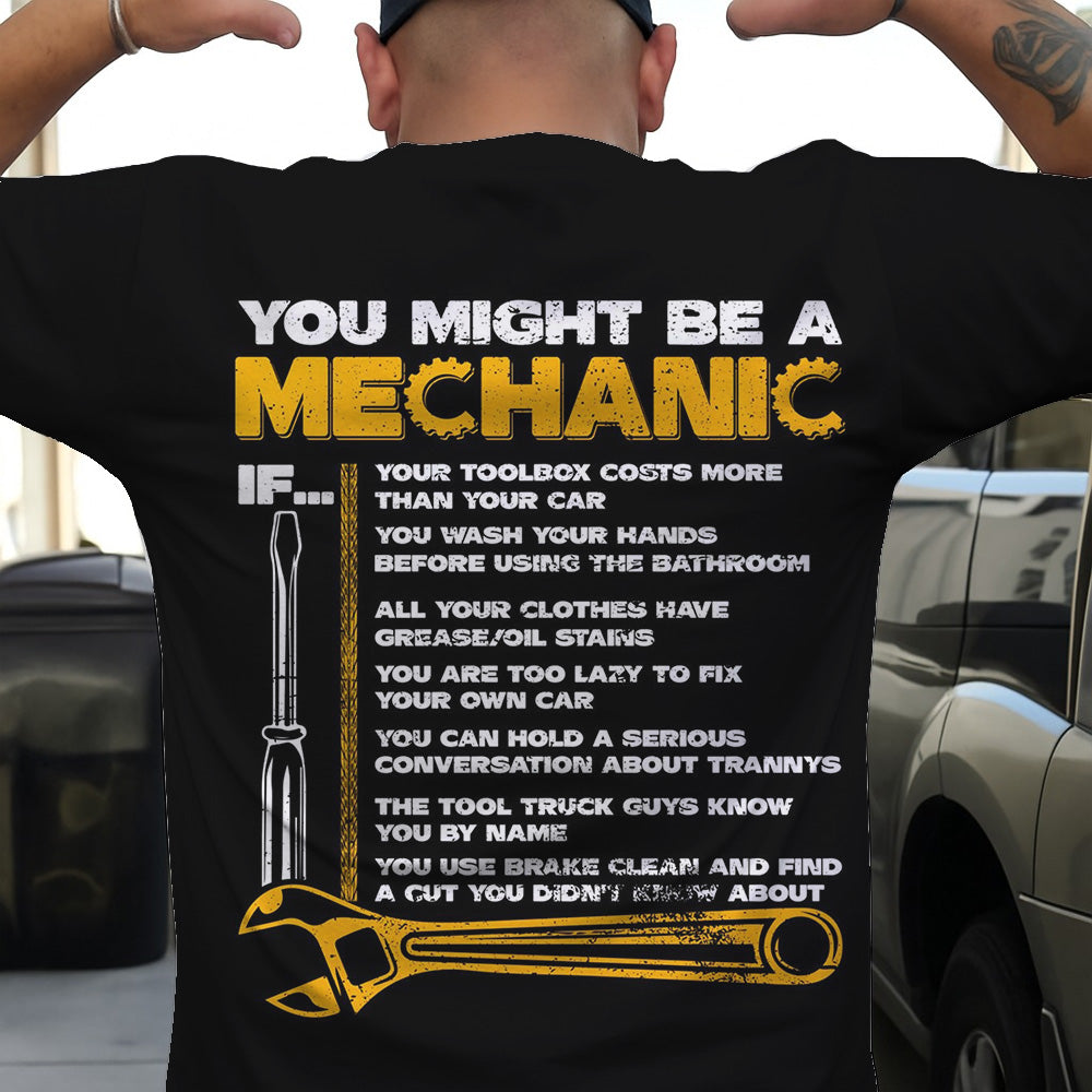 Blisscorners You Might Be A Mechanic Shirt Vintage Mechanic Tool Printed Black Shirt