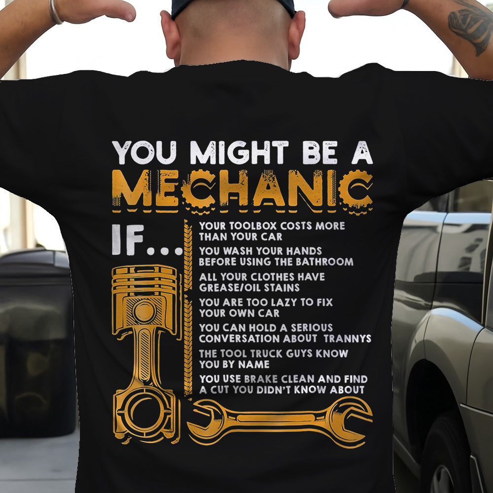 Blisscorners Vintage Mechanic Tool Shirt You Might Be A Mechanic Printed Black Shirt