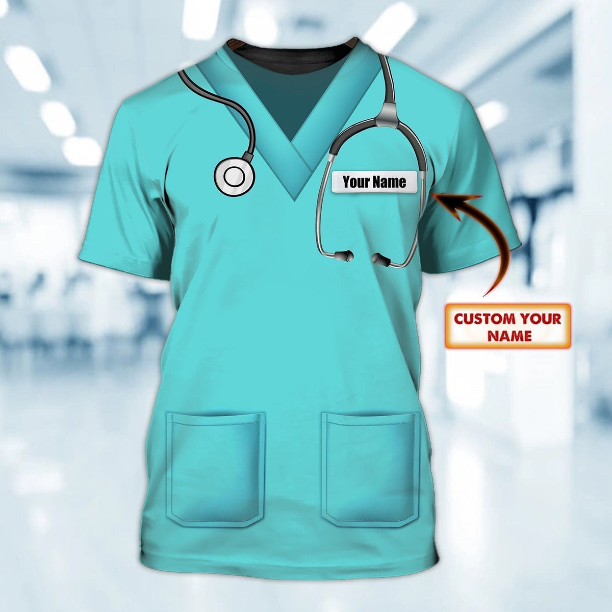 Blisscorners Custom Name 3D T Shirt For Nurse Green 3D All Over Printed Nurse Shirse