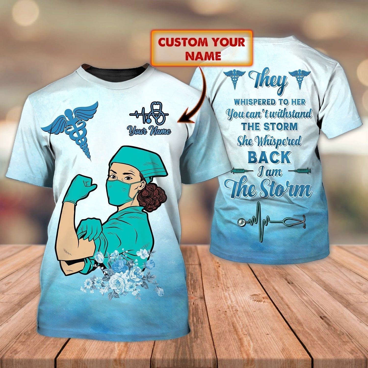 Blisscorners Personalized 3D Full Printed Nurse Shirts Strong Storm Nurse Shirt