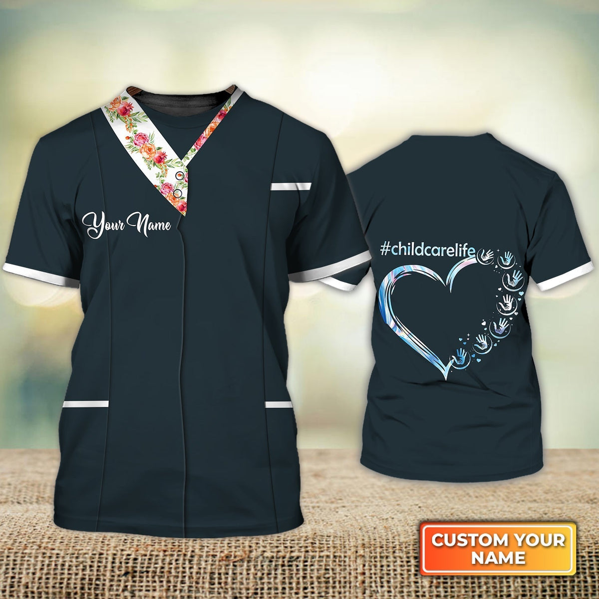 Blisscorners Custom 3D All Over Printed Unisex Child Care T Shirt Flower Child Care Worker Child Day Care Provider Day Care Worker Unifom