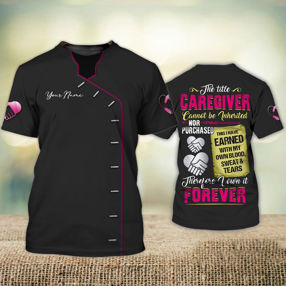 Blisscorners Personalized Name 3D Caregiver Tshirt The Litle Caregiver Nurse Shirt Caregiver Home Care Caregiver Uniform Heart
