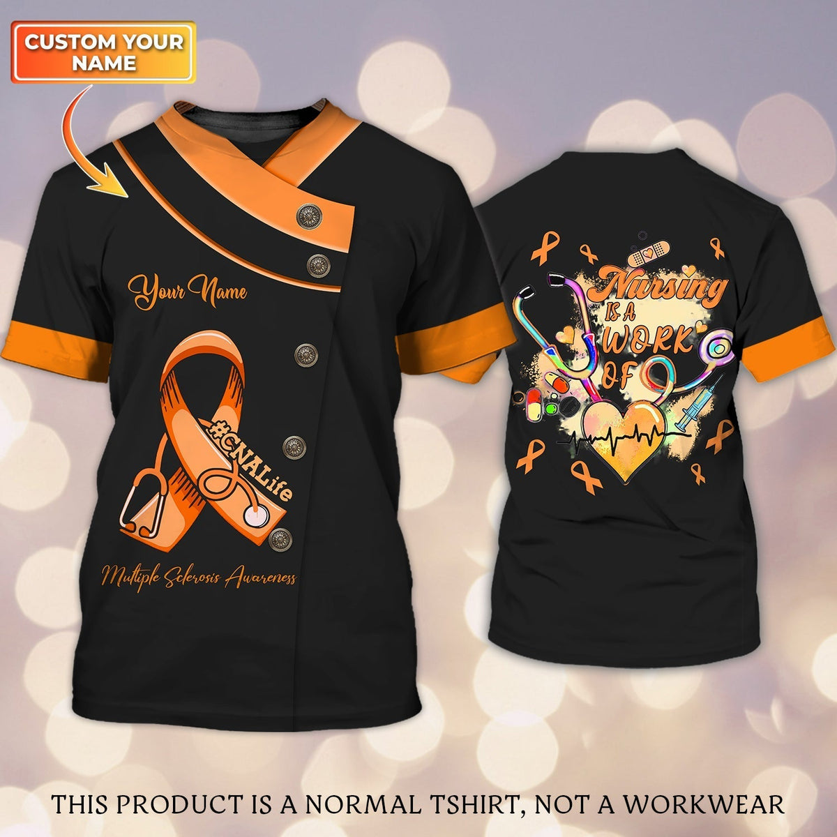Blisscorners Cnalife Multiple Sclerosis Awareness Personalized Name 3D Tshirt Tad (Non Workwear)