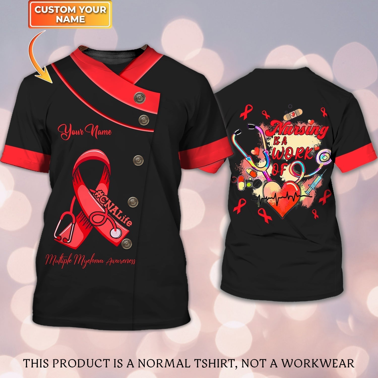 Blisscorners Cnalife Multiple Myeloma Awareness Personalized Name 3D Tshirt Tad (Non Workwear)
