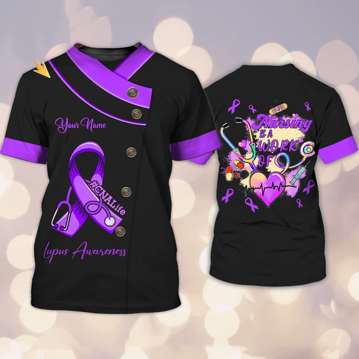 Blisscorners Cnalife Lupus Awareness Personalized Name 3D Tshirt Tad (Non Workwear)