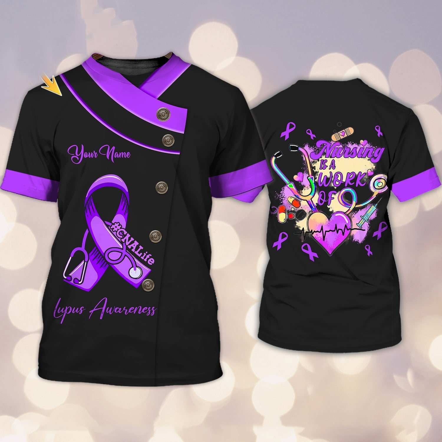Blisscorners Cnalife Lupus Awareness Personalized Name 3D Tshirt Tad (Non Workwear)