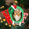 Custom Photo Dog I Woof You A Merry Christmas - Personalized Custom Shaped Acrylic Ornament