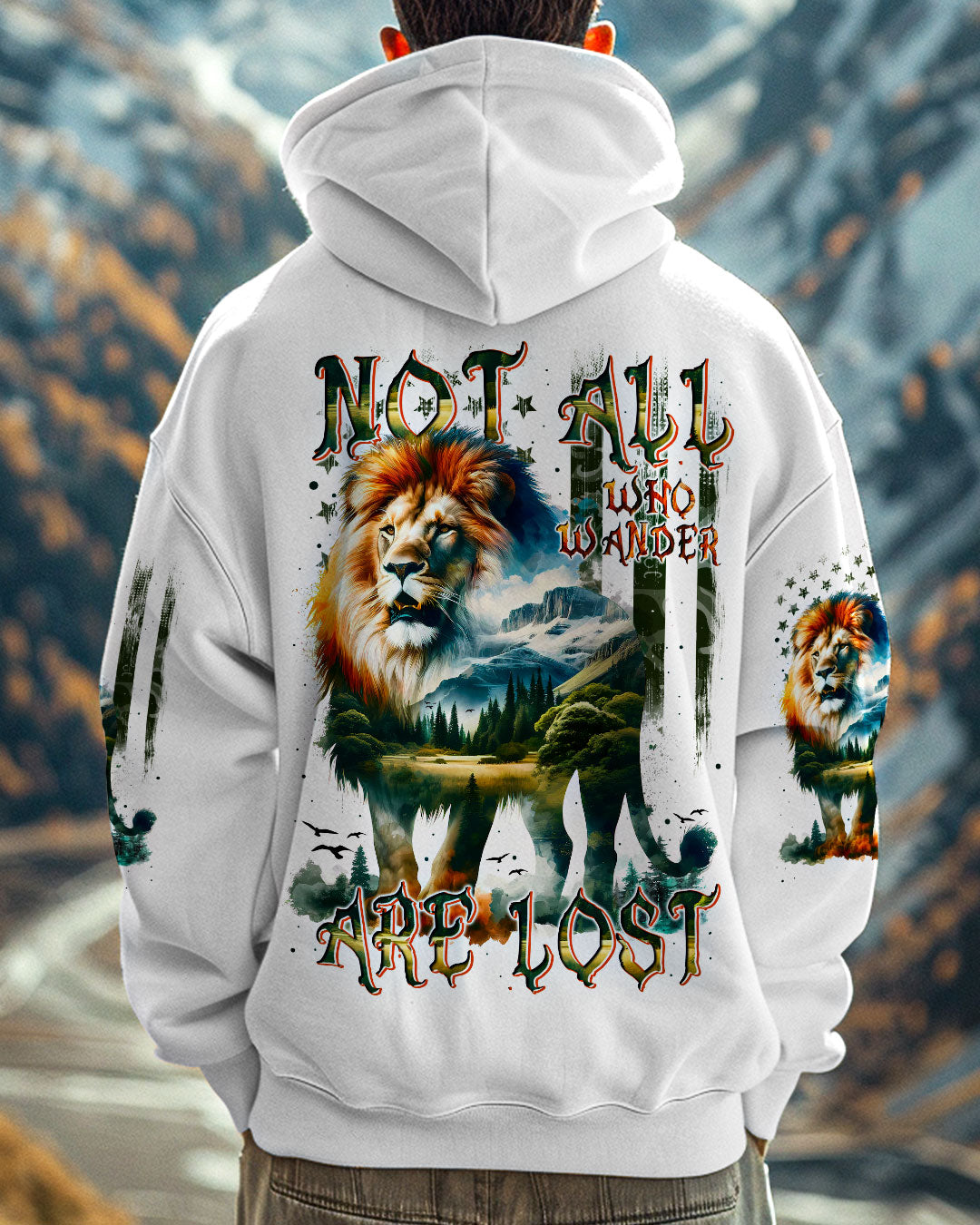 BLISSCORNERS NOT ALL WHO WANDER ARE LOST LION ALL OVER PRINT