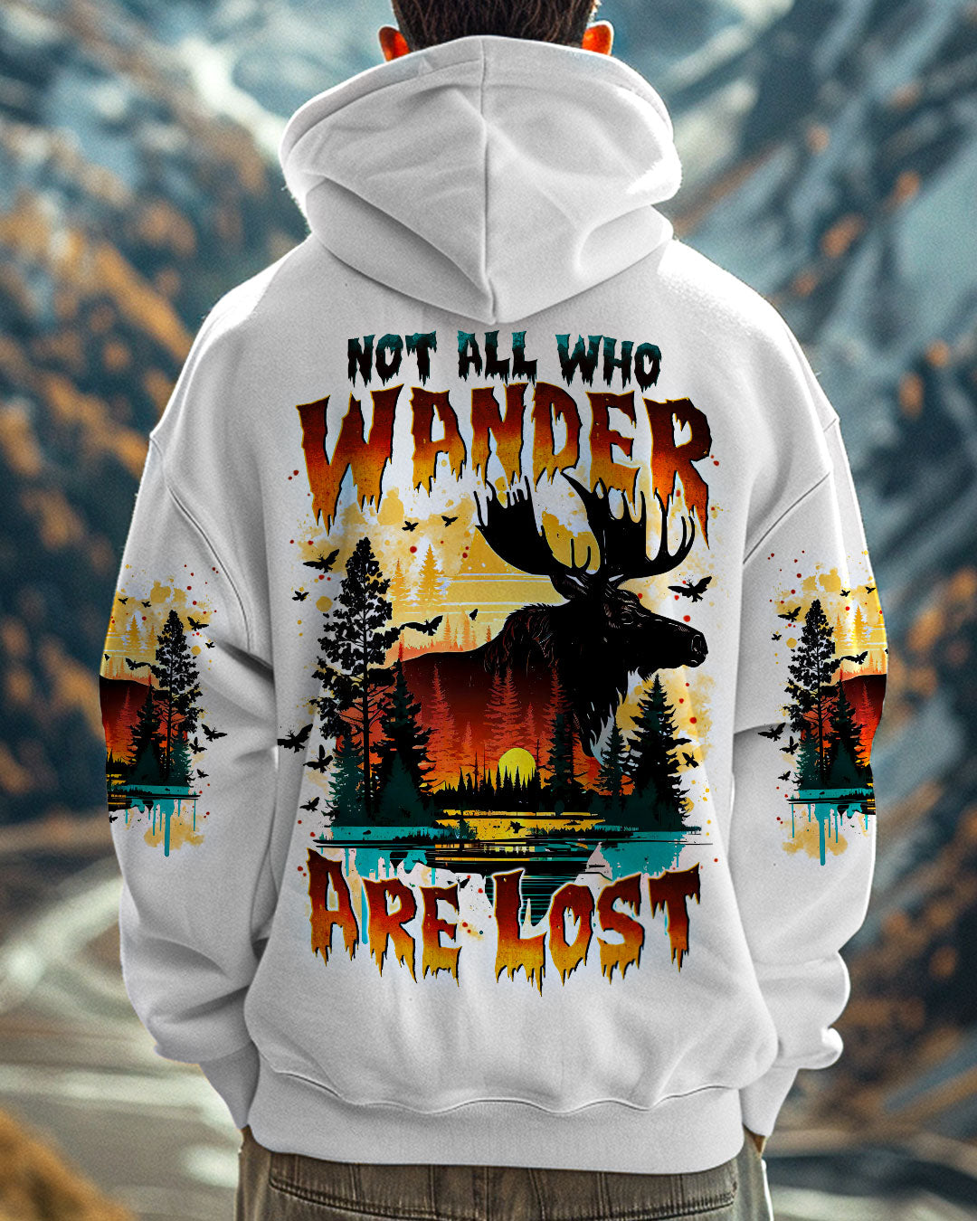 BLISSCORNERS NOT ALL WHO WANDER ARE LOST MOOSE ALL OVER PRINT