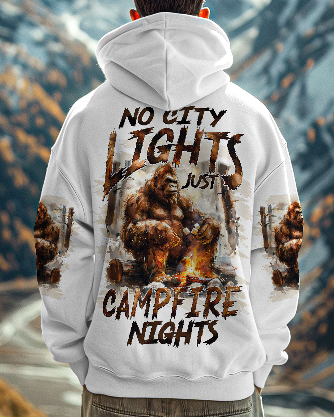 BLISSCORNERS JUST CAMPFIRE NIGHTS BIGFOOT ALL OVER PRINT