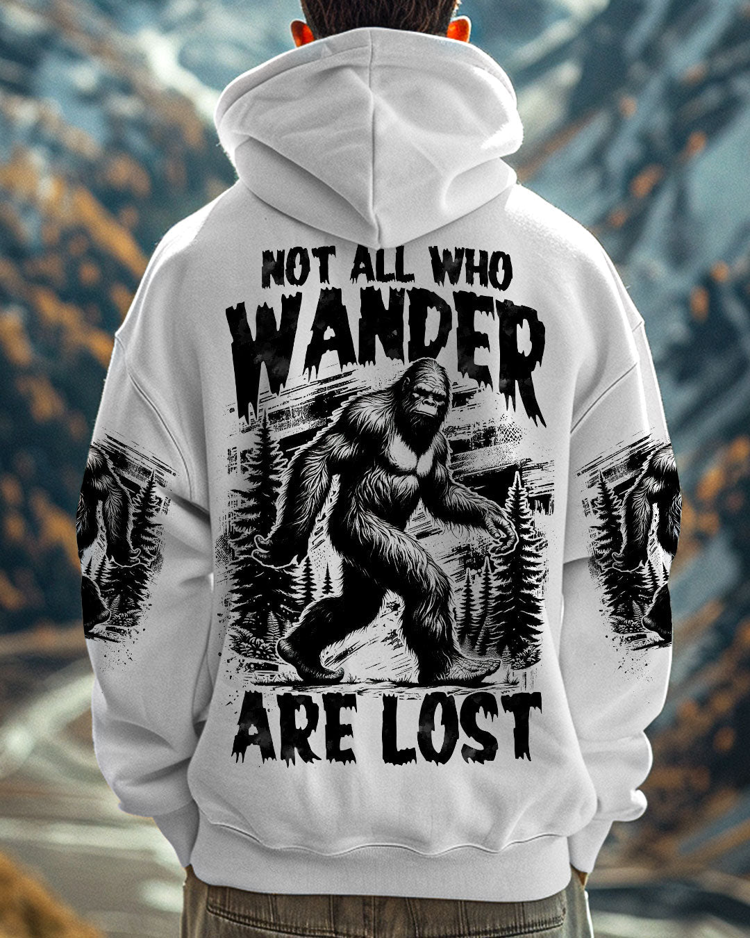 BLISSCORNERS NOT ALL WHO WANDER ARE LOST BIGFOOT ALL OVER PRINT