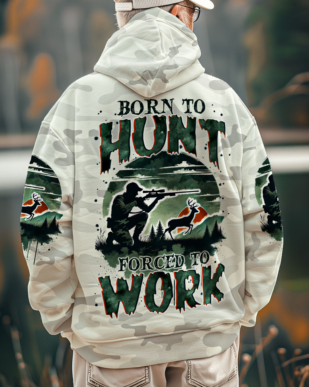 BLISSCORNERS BORN TO HUNT FORCED TO WORK ALL OVER PRINT