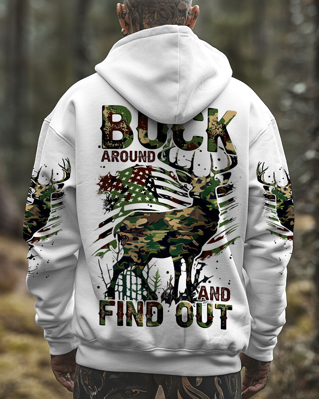 BLISSCORNERS BUCK AROUND AND FIND OUT DEER HUNTING ALL OVER PRINT