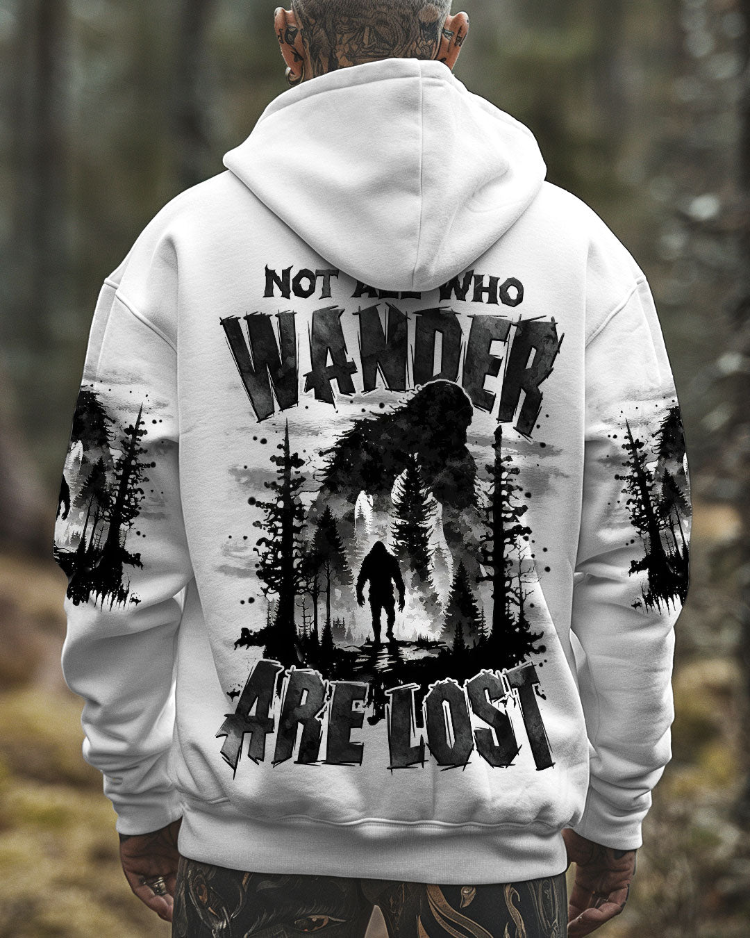 BLISSCORNERS NOT ALL WHO WANDER ARE LOST BIGFOOT ALL OVER PRINT