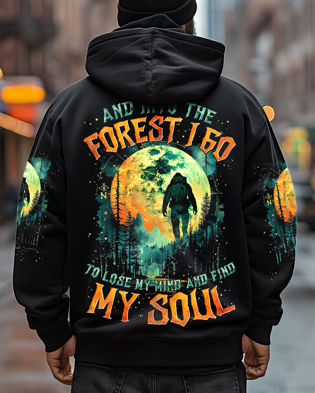 BLISSCORNERS AND INTO THE FOREST I GO BIGFOOT ALL OVER PRINT