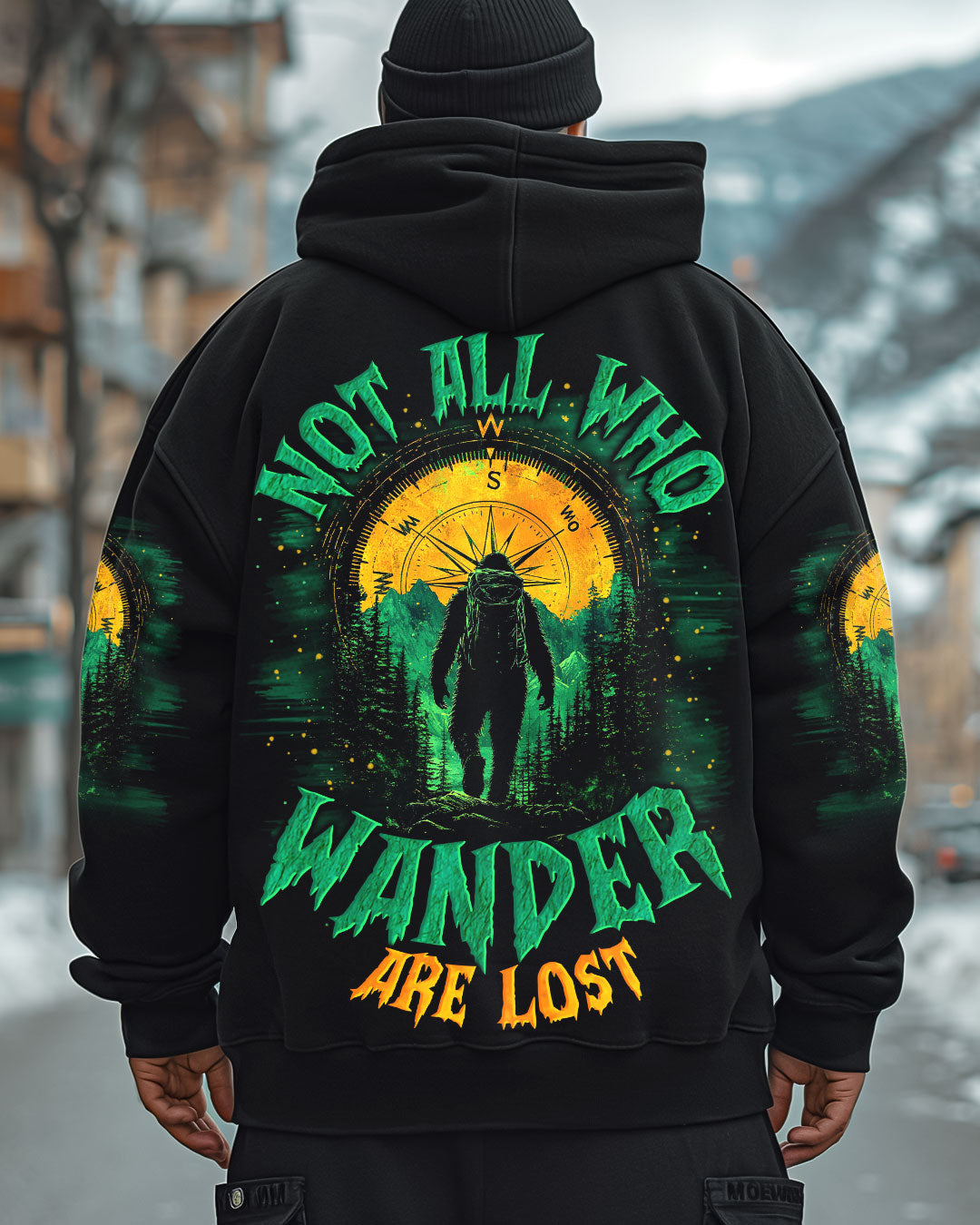 BLISSCORNERS NOT ALL WHO WANDER ARE LOST BIGFOOT ALL OVER PRINT