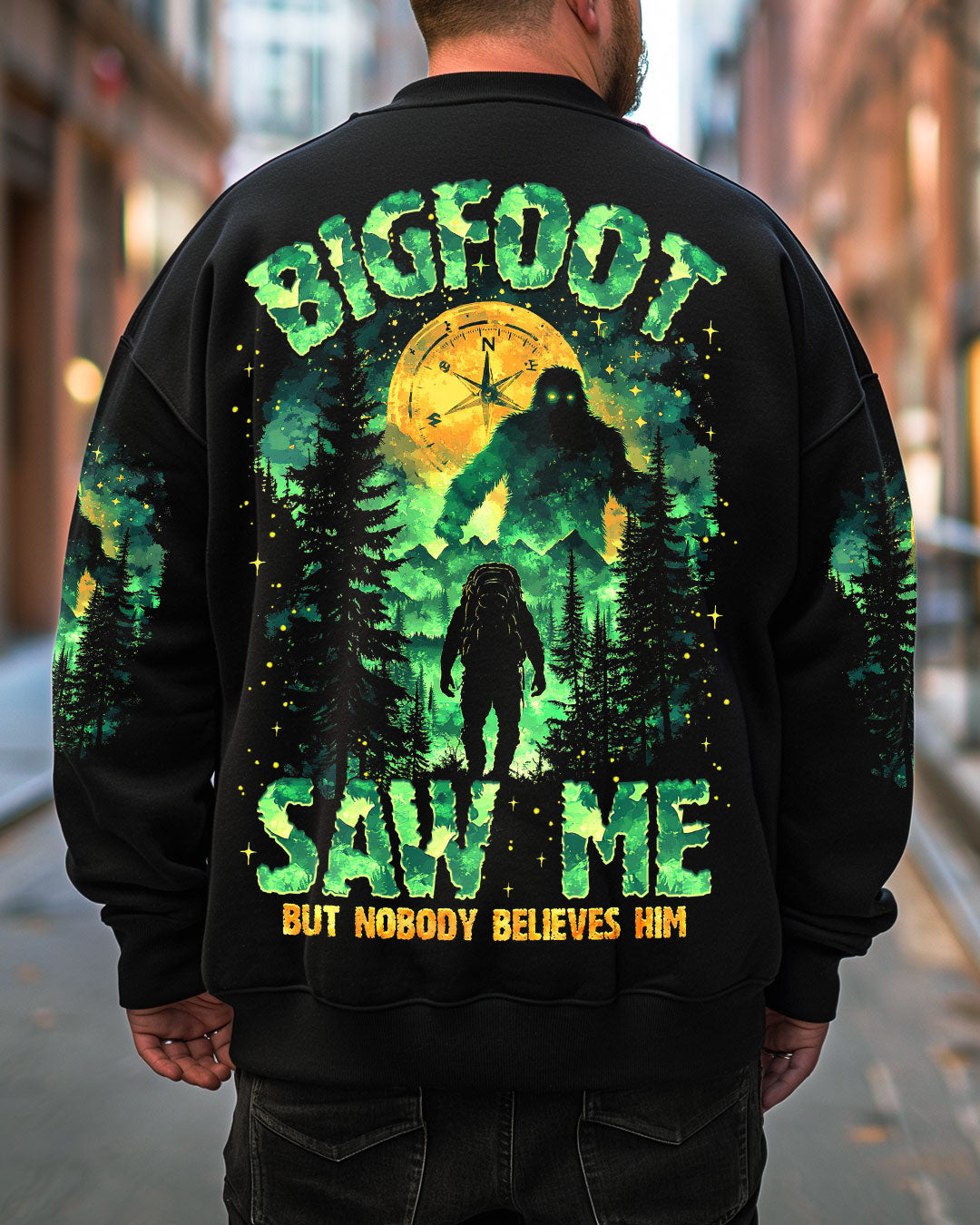BLISSCORNERS BIGFOOT SAW ME BUT NOBODY BELIEVES HIM ALL OVER PRINT