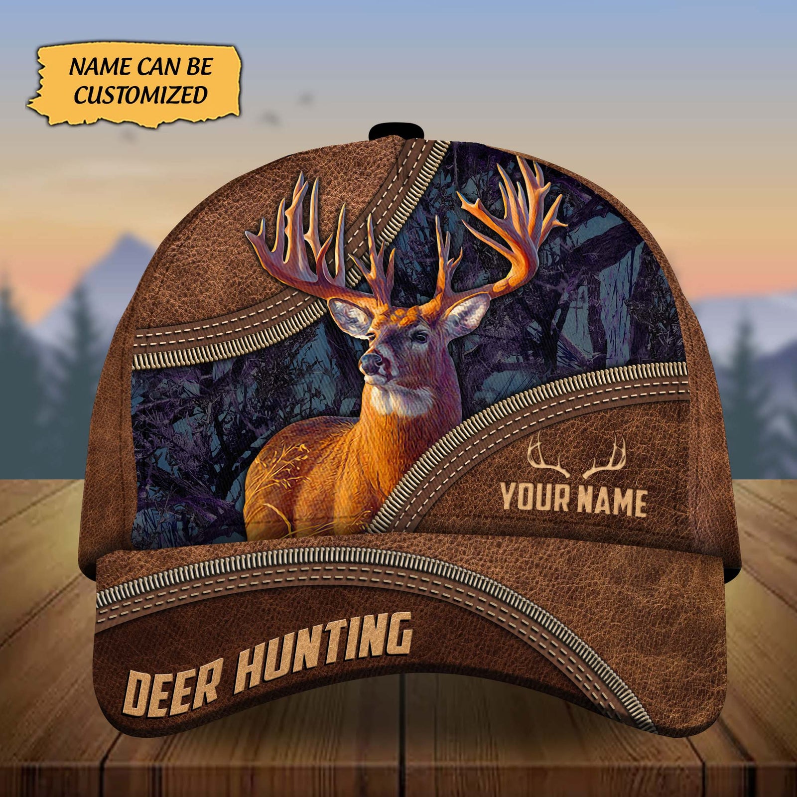 Blisscorners Custom Name Montana Deer Hunting Premium 3D Printed Cap