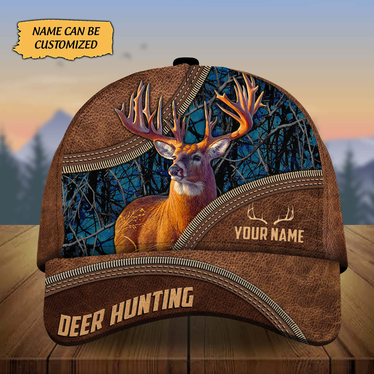 Blisscorners Custom Name Montana Deer Hunting Premium 3D Printed Cap