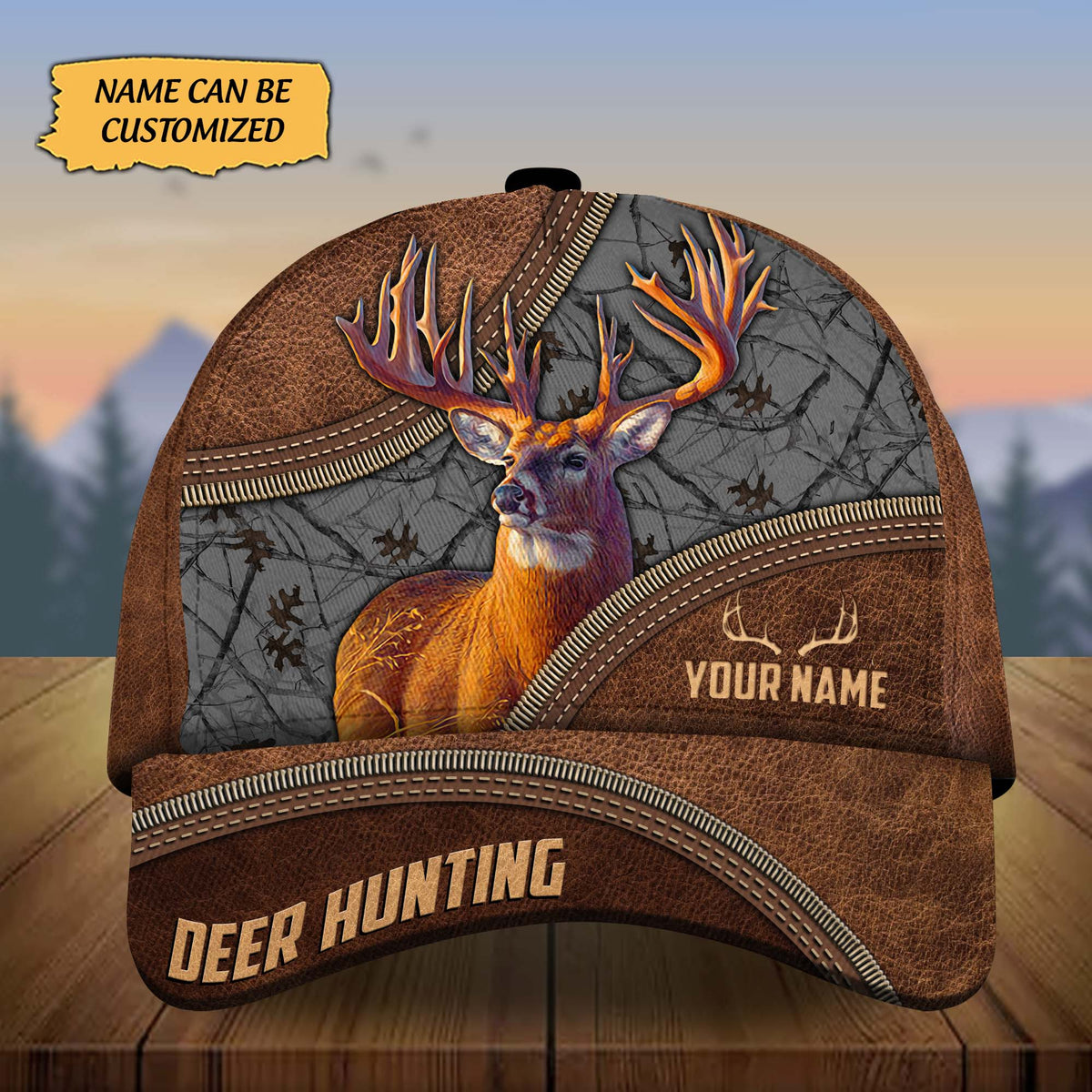 Blisscorners Custom Name Montana Deer Hunting Premium 3D Printed Cap