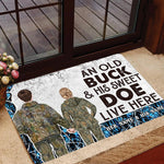 Blisscorners Premium Custom Old Buck Sweet Doe Hunting Door Mats 3D Printed Personalized - Blue