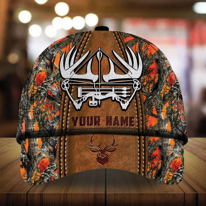 Blisscorners Unique Leather Bow Pattern Deer Hunting 3D Multicolor Personalized Cap
