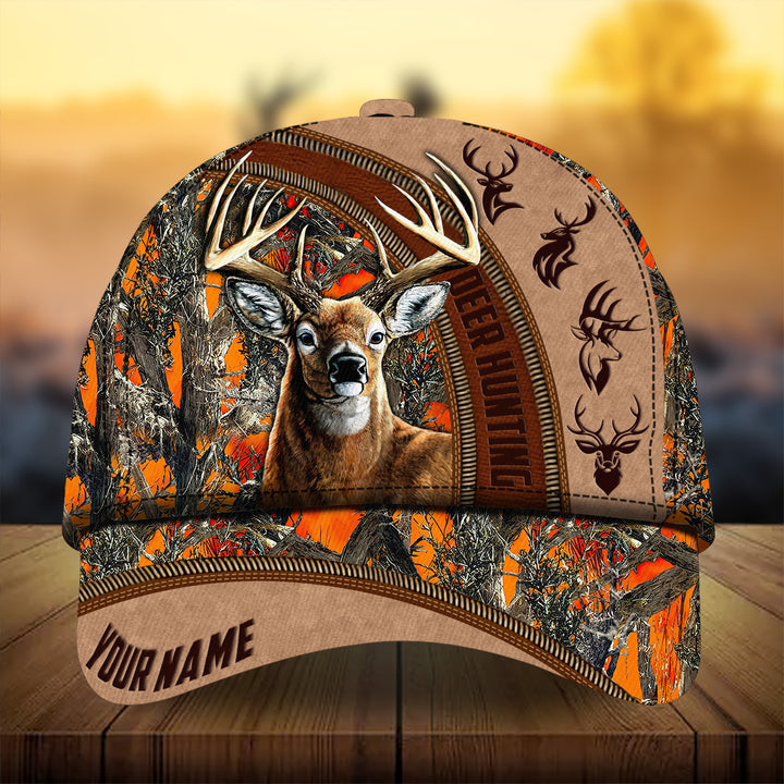 Blisscorners Cool Deer Hunting Leather Pattern 3D Multicolor Personalized Cap