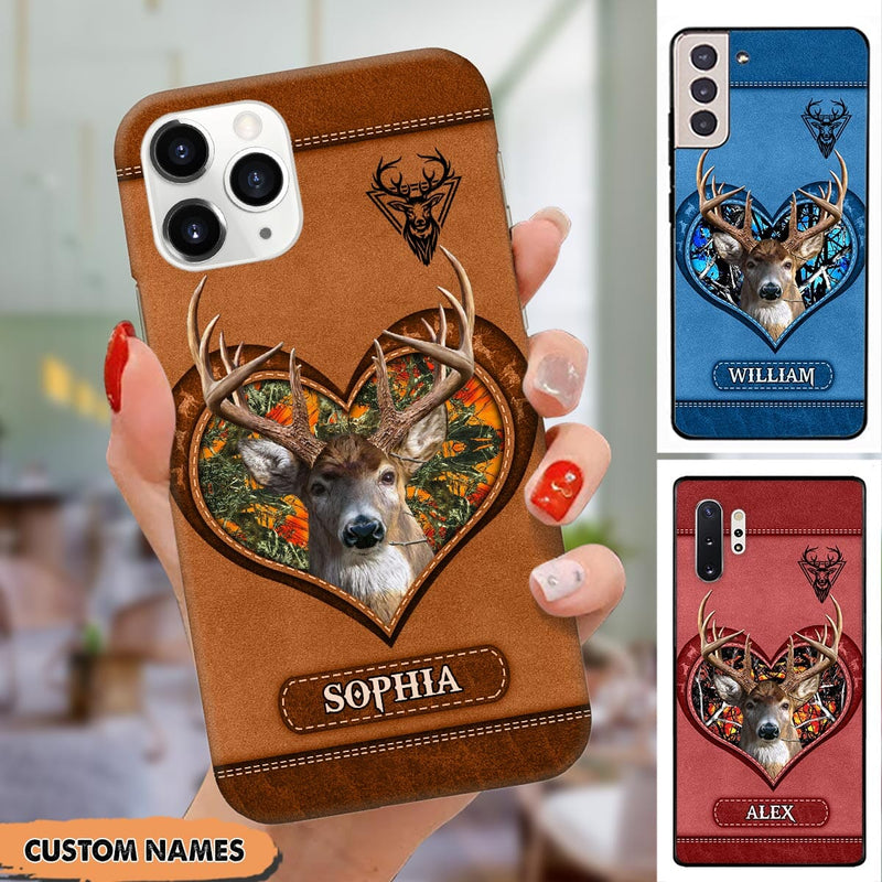 Blisscorners Deer Hunting Leather Pattern Personalized Name Multicolor Phone Case LM0912