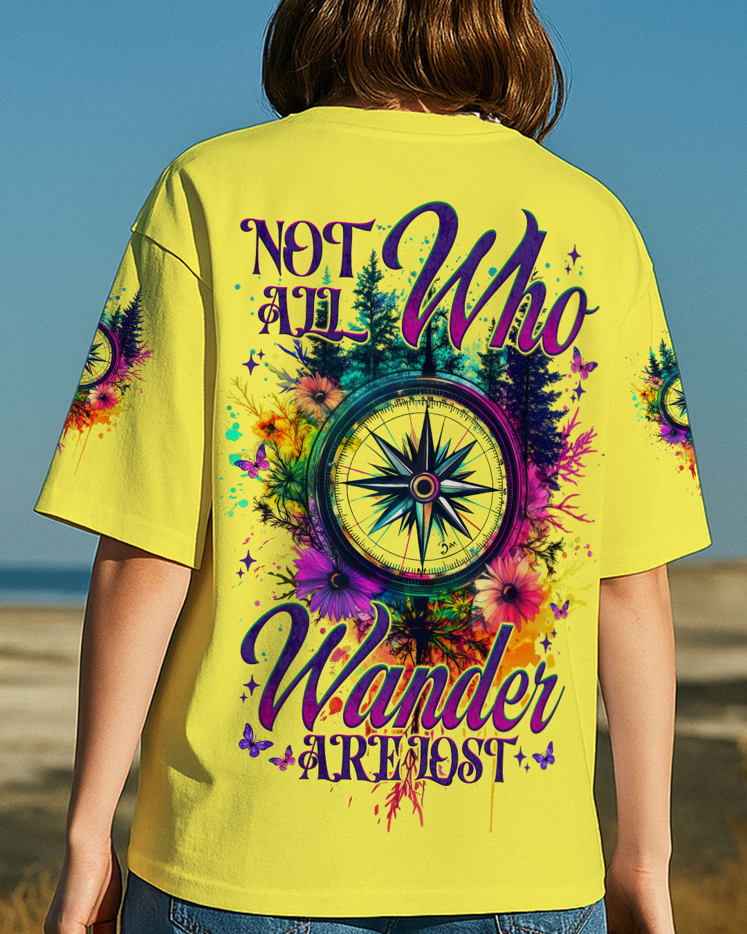 BLISSCORNERS NOT ALL WHO WANDER ARE LOST COMPASS ALL OVER PRINT