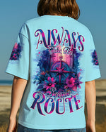 BLISSCORNERS ALWAYS TAKE THE SCENIC ROUTE COMPASS ALL OVER PRINT