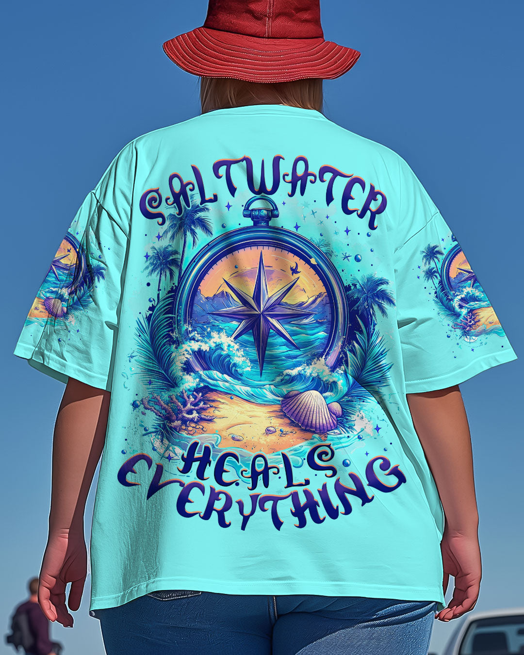 BLISSCORNERS SALTWATER HEALS EVERYTHING COMPASS ALL OVER PRINT