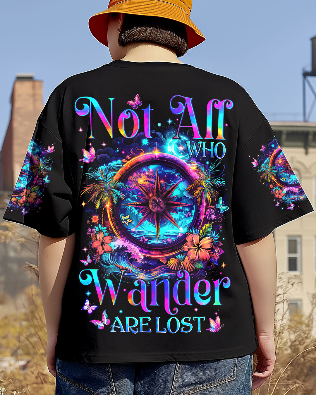 BLISSCORNERS NOT ALL WHO WANDER ARE LOST COMPASS ALL OVER PRINT