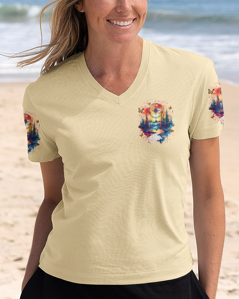 BLISSCORNERS WANDER OFTEN WONDER ALWAYS COMPASS ALL OVER PRINT