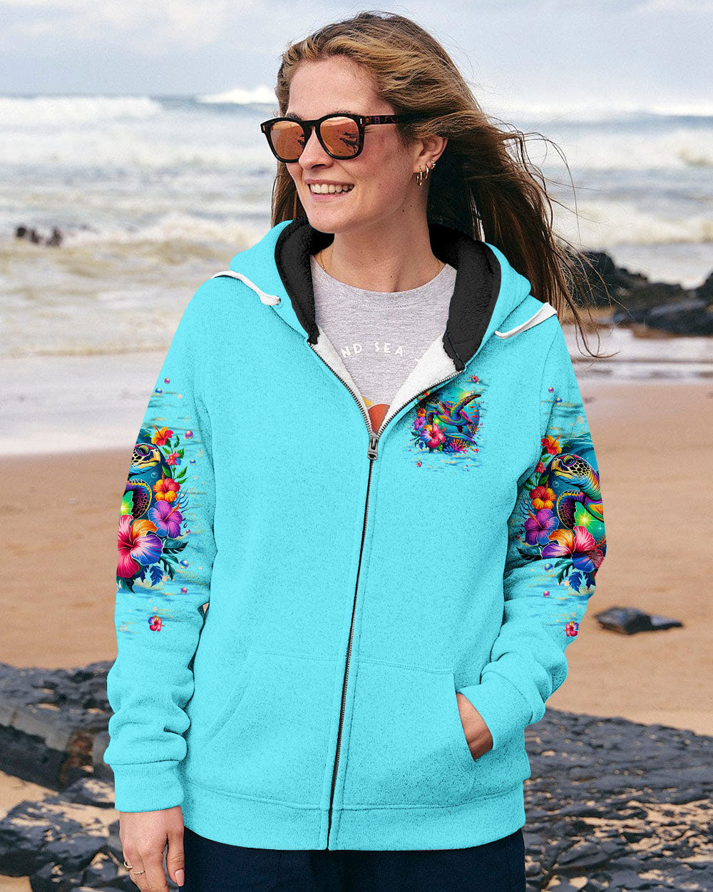 BLISSCORNERS SMELL THE SEA FEEL THE BREEZE TURTLE ALL OVER PRINT