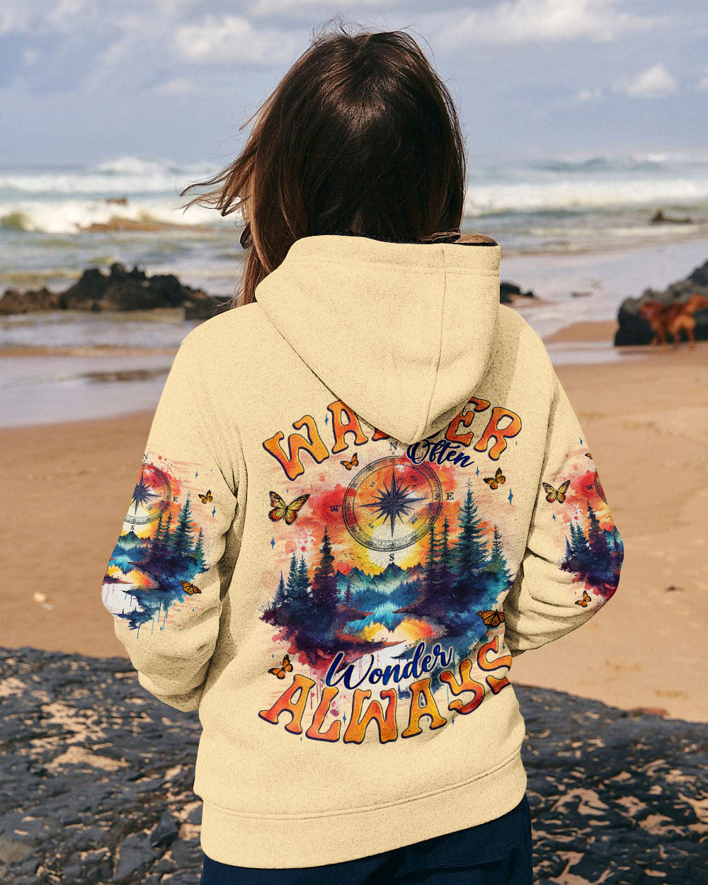 BLISSCORNERS WANDER OFTEN WONDER ALWAYS COMPASS ALL OVER PRINT