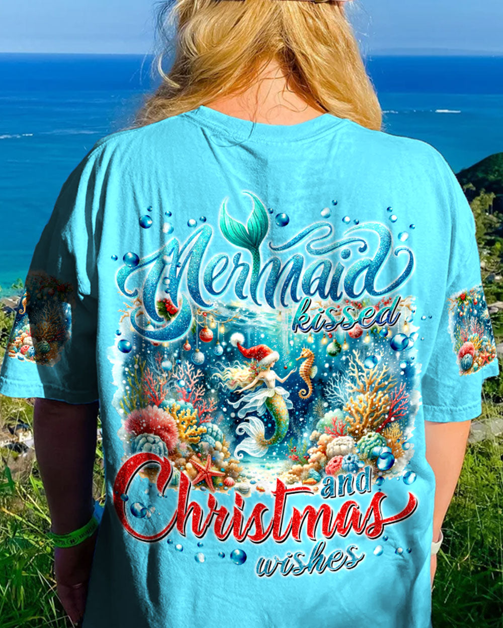 BLISSCORNERS MERMAID KISSES AND CHRISTMAS WISHES ALL OVER PRINT