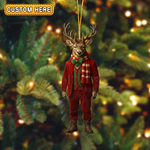 Blisscorners Elegant Dressed-Up Deer Ornament And Keychain Custom Gift For Hunters 2D Flat
