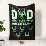 Blisscorners Personalized Hunting Dad Blanket, Best Dad Ever Blanket, Custom Soft Cozy Sherpa Fleece Throw Blanket, Father's Day Gift for Dad, Grandpa | Green LM1711