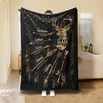 Blisscorners Personalized Hunting Dad Blanket, Custom Kids Names Soft Cozy Sherpa Fleece Throw Blankets, Deer Hunting, Fathers Day Gift for Dad, Grandpa LM1711