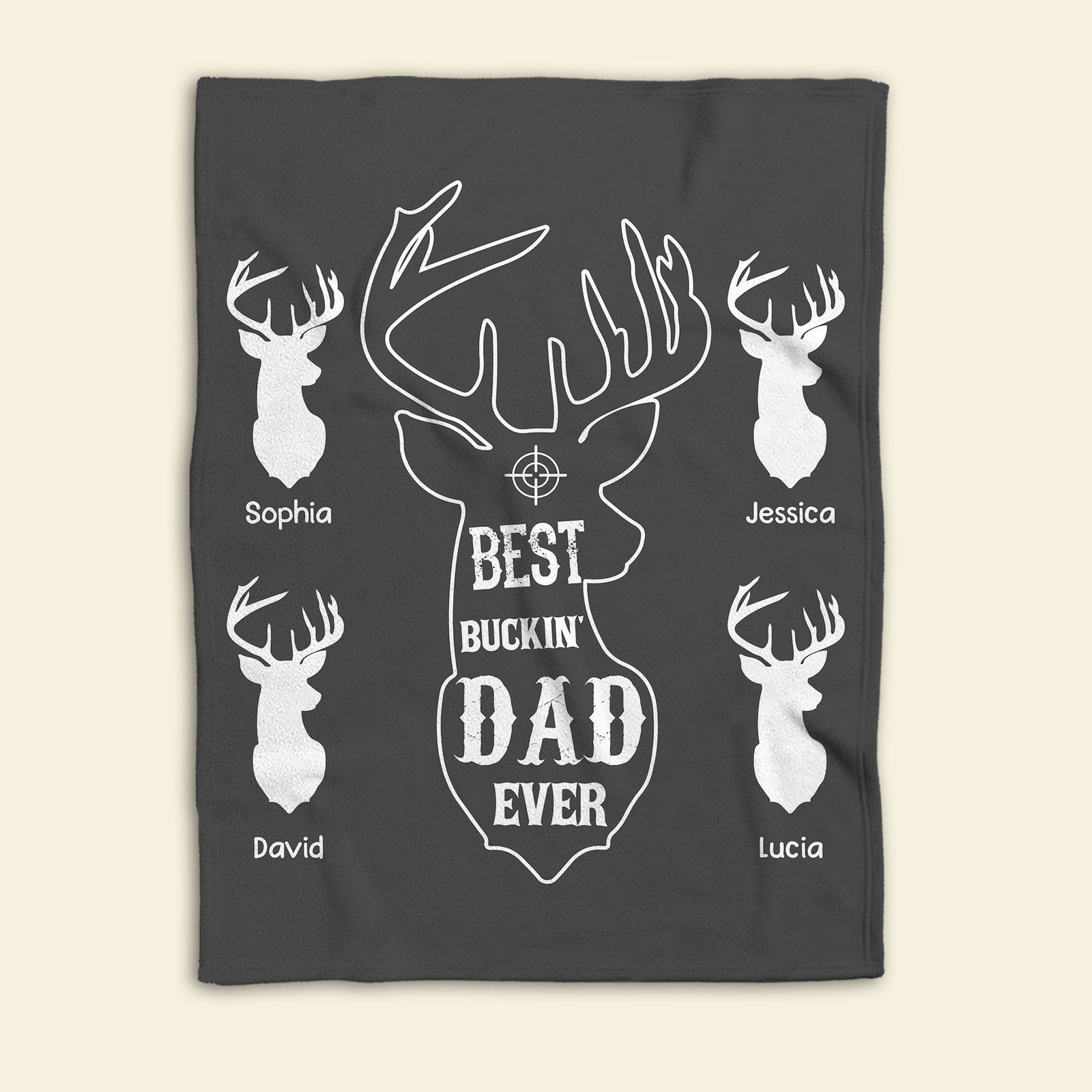 Blisscorners Personalized Hunting Dad Blanket, Custom Kid's Names Soft Cozy Sherpa Fleece Throw Blankets, Best Buckin Dad Ever, Gift for Dad, Grandpa | Grey

 LM1711