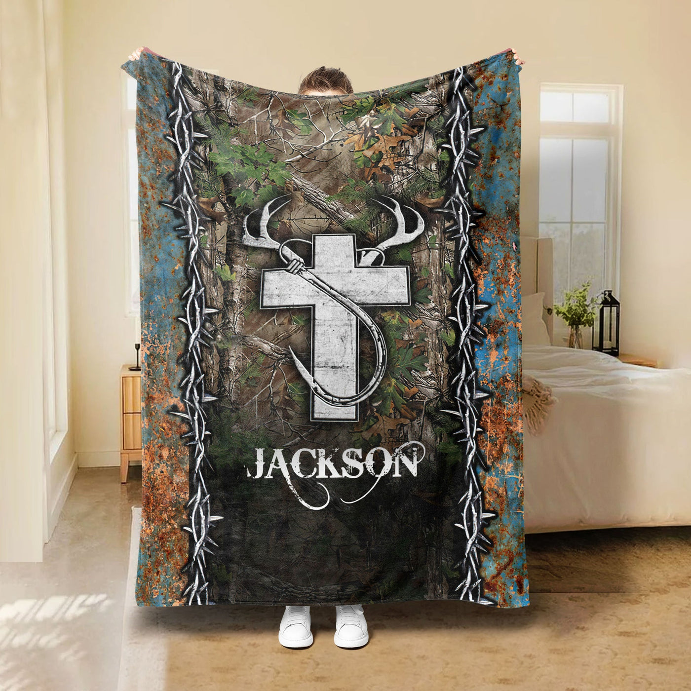 Blisscorners Personalized Fishing Blanket, Hunting Blanket, Custom Name Soft Cozy Sherpa Fleece Throw Blankets, Gift For Grandpa, Dad, Husband, Fisherman

 LM1711