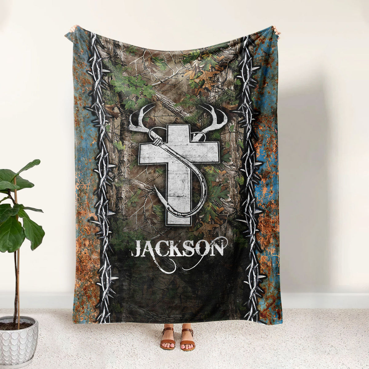 Blisscorners Personalized Fishing Blanket, Hunting Blanket, Custom Name Soft Cozy Sherpa Fleece Throw Blankets, Gift For Grandpa, Dad, Husband, Fisherman LM1711