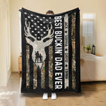 Blisscorners Personalized Hunting Dad Blanket, Custom Kids Names Soft Cozy Sherpa Fleece Throw Blankets, Deer Blanket, Fathers Day Gift for Dad, Grandpa | Black LM1711