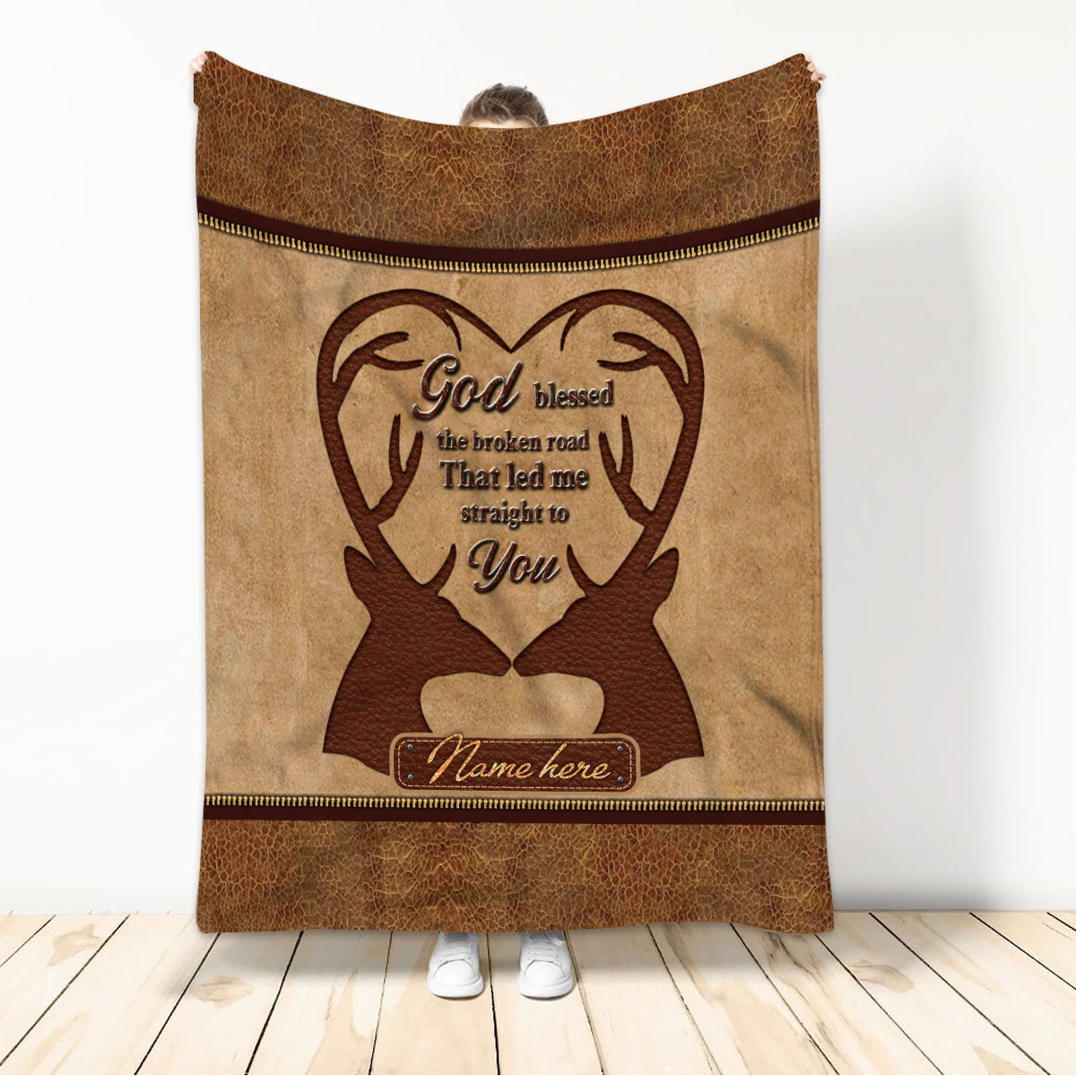 Blisscorners Personalized Hunting Blanket, Deer Hunting Buck Hunter Couple Valentine Sherpa Fleece Blanket, Custom Name Soft Cozy Plush Throw Blanket

 LM1711