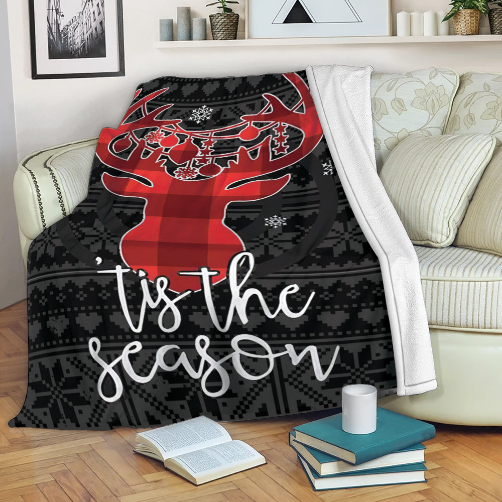 Blisscorners Hunting Blanket, Deer Buck Hunter Hunting Tis The Seaoson Christmas Xmas Noel Sherpa Fleece Blanket, Soft Cozy Plush Throw Blanket

 LM1711