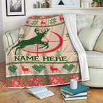 Blisscorners Personalized Hunting Blanket, Christmas Ugly Deer Hunting Sherpa Fleece Blanket, Custom Name Soft Cozy Plush Throw Blanket, Christmas Gift LM1711