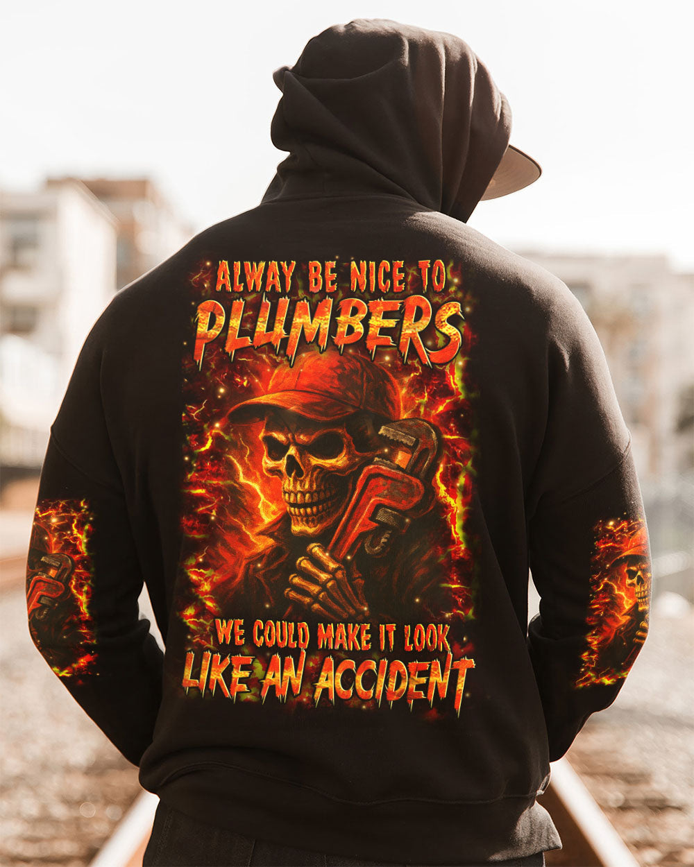 BLISSCORNERS AMERICAN BY BIRTH PLUMBER BY CHOICE SKULL ALL OVER PRINT