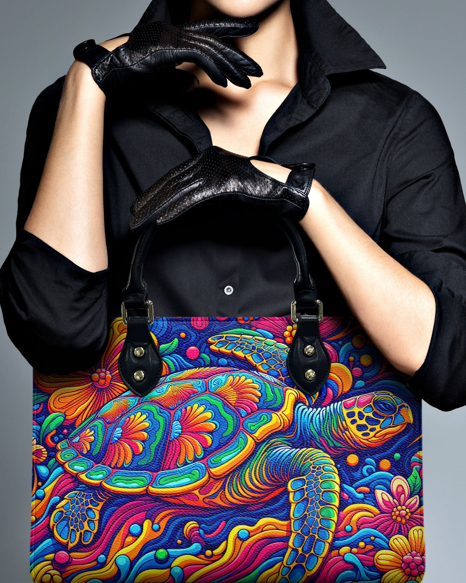 BLISSCORNERS COLORFUL TURTLE LEATHER HANDBAG