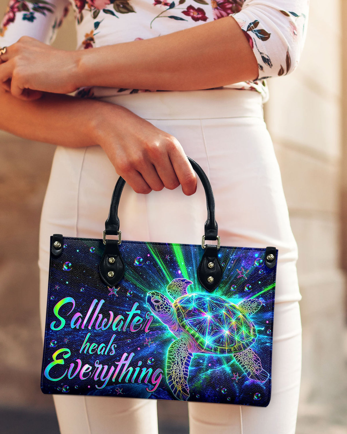 BLISSCORNERS SALTWATER HEALS EVERYTHING LEATHER HANDBAG
